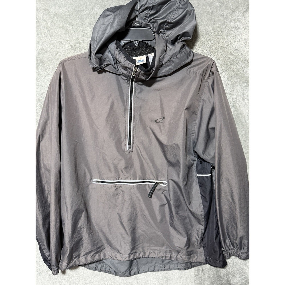 Vintage BIKE Jacket Windbreaker‎ Hoodie Polyester Gray Size L